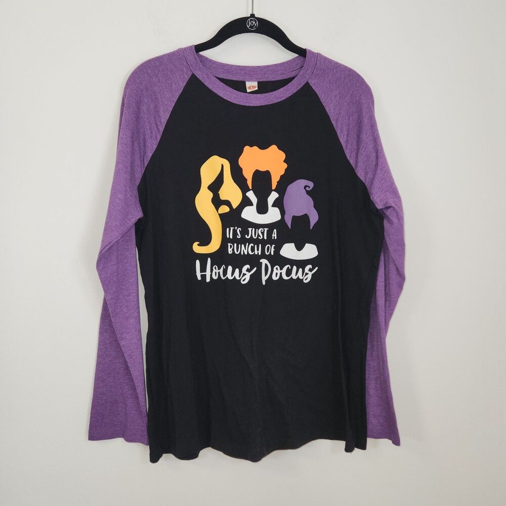 Its just a bunch of hocus Pocus graphic Sanderson Sisters 3/4 Sleeve Tee LARGE